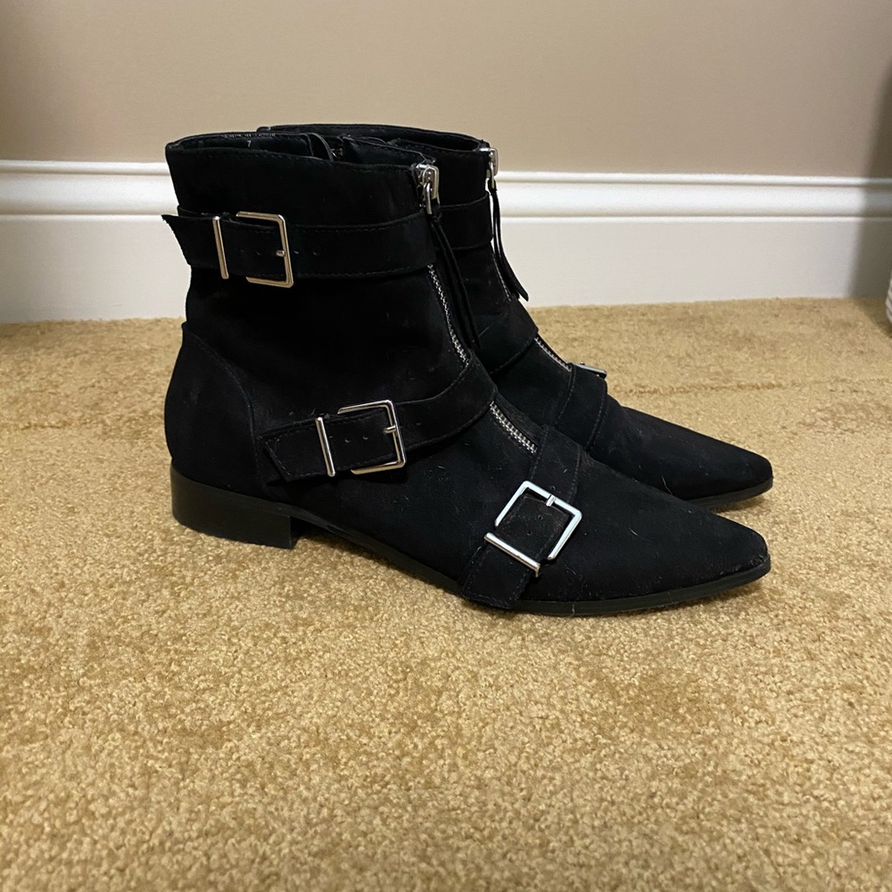 Suede Buckle Boots